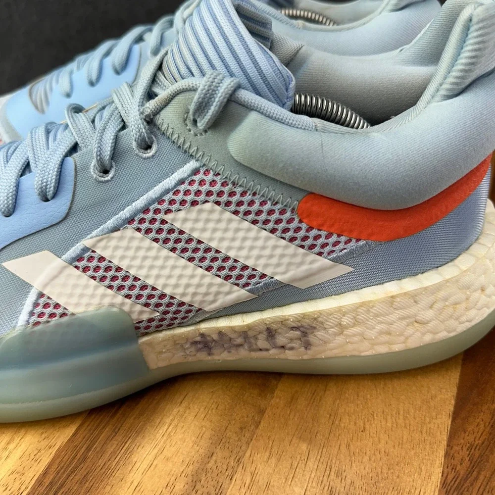 Adidas Marquee Boost Low Glow Blue Mens 13 Baby Blue Orange White Basketball